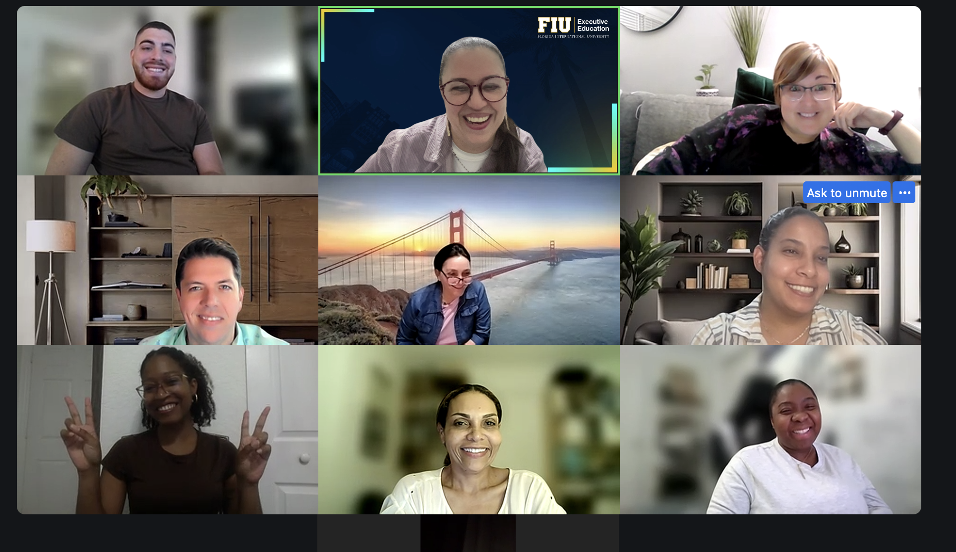 A live ATA online cohort celebrating together on a video call